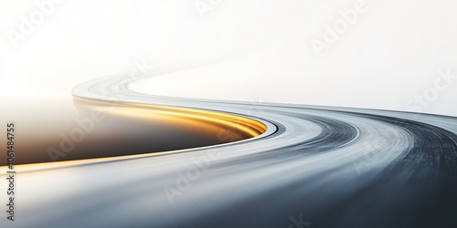Sleek road bending into horizon with warm glow