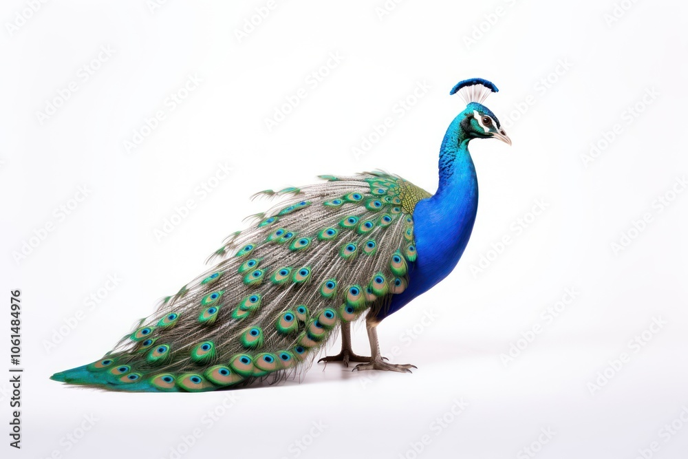 Fototapeta premium Peacock animal bird white background.