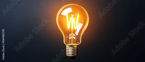 A glowing light bulb against a dark background, symbolizing innovation and ideas. photo