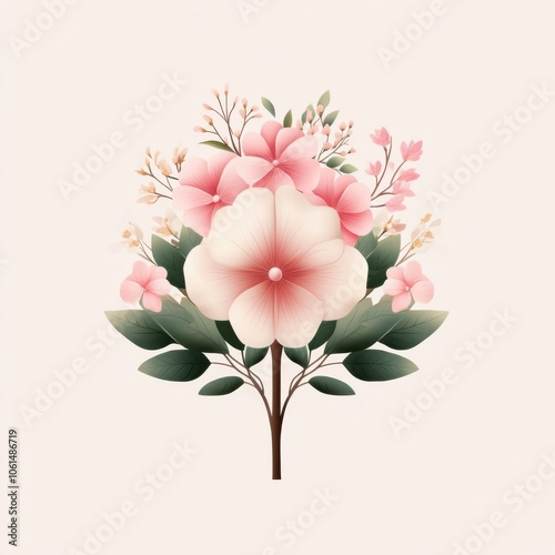 Wallpaper Mural A beautiful floral arrangement showcasing delicate pink flowers and lush green leaves, perfect for spring-themed designs. Torontodigital.ca