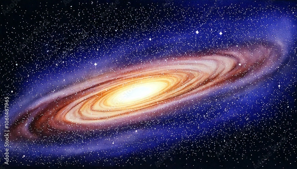 Obraz premium Colorful digital illustration of a spiral galaxy surrounded by stars in deep space, capturing the beauty and mystery of the cosmos.