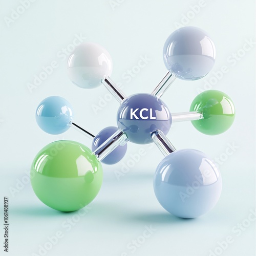 3D Render of Potassium Chloride Molecule
