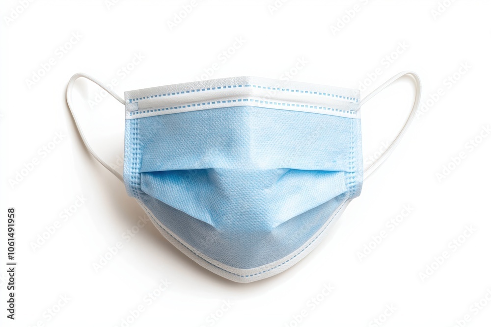 Medical face mask on a white isolated background for hygiene and safety purposes. Medical face mask on a white isolated background for hygiene and safety purposes.