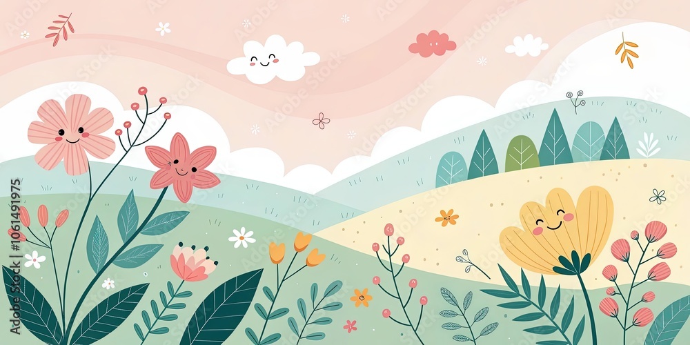 minimalist cute cartoon spring flyer background minimalist cute cartoon spring flyer background
