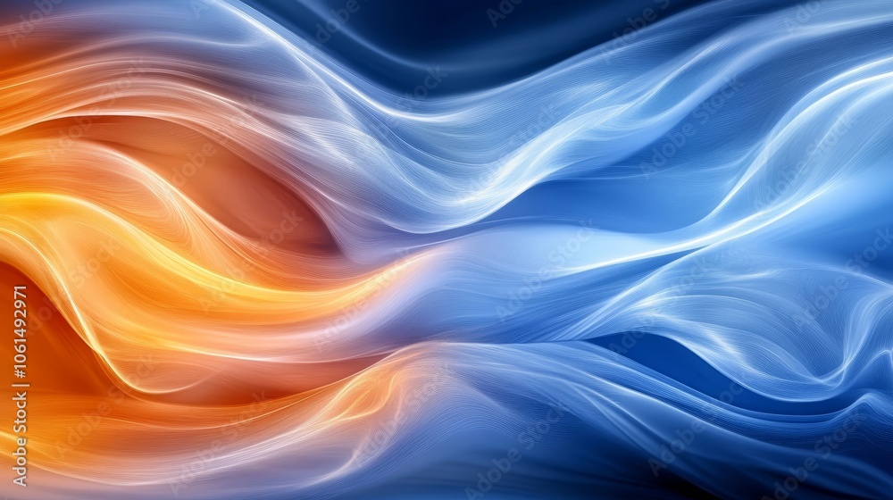 Abstract blue and orange fusion, vibrant digital artwork for modern backgrounds graphic design