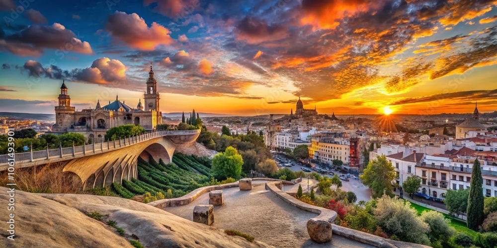 Fototapeta premium Stunning Conceptual Photography of Terril Summit in Seville, Spain - Breathtaking Views, Unique Landscapes, and Cultural Heritage Showcase