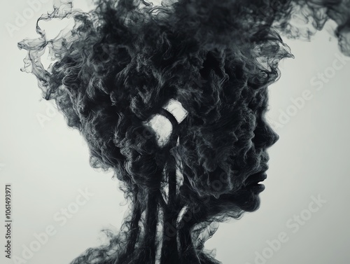 Abstract silhouette with smoke elements