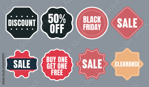 Set of Black Friday and Sale Discount Labels