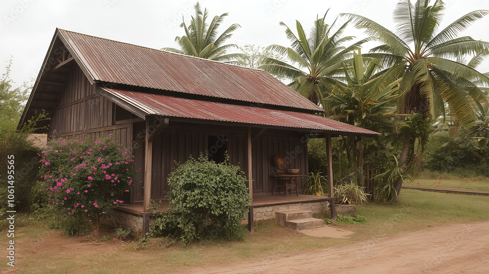 AI image generate a picture of a traditional Malay house AI image generate a picture of a traditional Malay house
