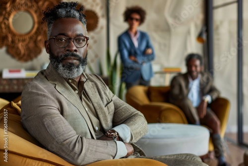 Portrait of a mature African-American man in a cafe.