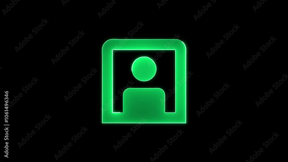 Animation of glowing neon ID Card icon. Neon Identification card outline icon . Animation of glowing neon ID Card icon. Neon Identification card outline icon .