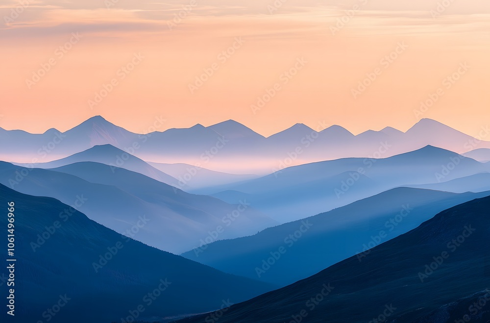 panoramic view of the majestic mountains under an orange and blue sky panoramic view of the majestic mountains under an orange and blue sky