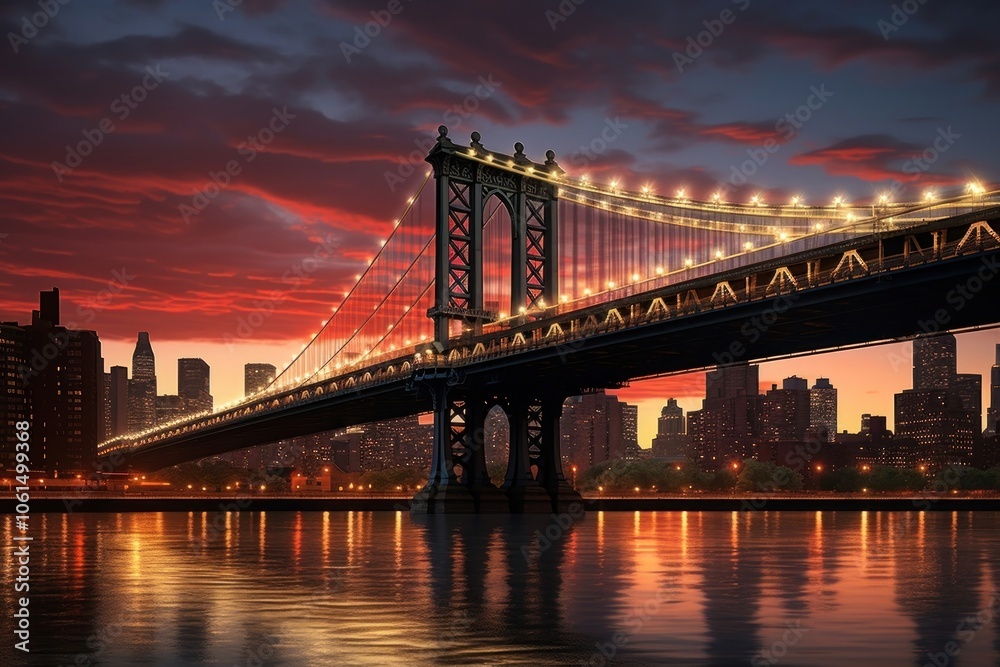 Naklejka premium Manhattan Bridge bridge city architecture.