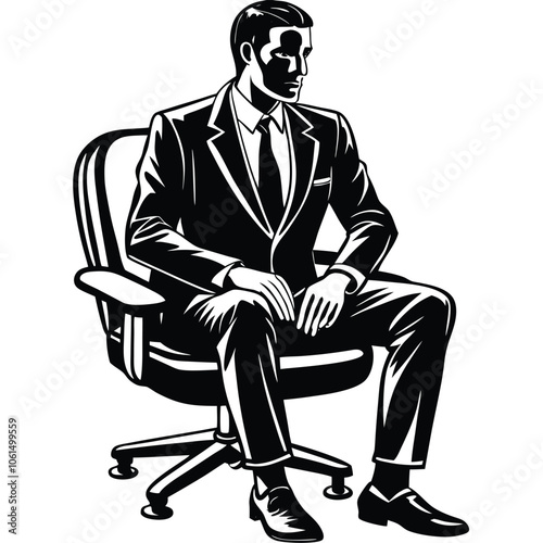 Professional Businessman in Formal Suit Posing Confidently on Chair