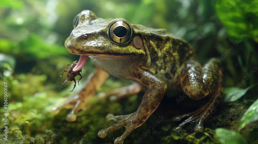 Frog Catching Insect Up Close in Nature Frog Catching Insect Up Close in Nature