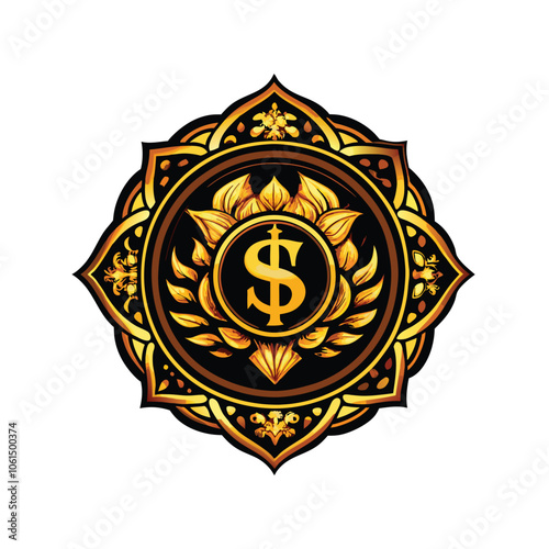 Illustrate a luxurious, gold-themed logo for a finance company. The logo should be visually impactful, conveying wealth, trust, and stability.