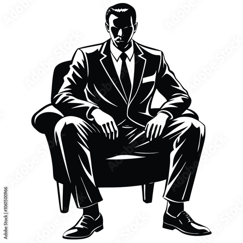 Confident Businessman in Professional Attire Sitting on Modern Office Chair