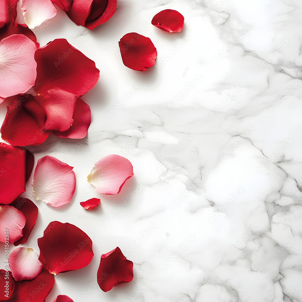 red rose petals on stone texture