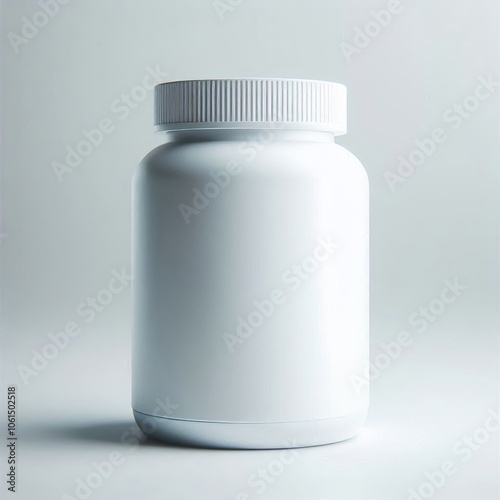 White pill bottle isolated on white background