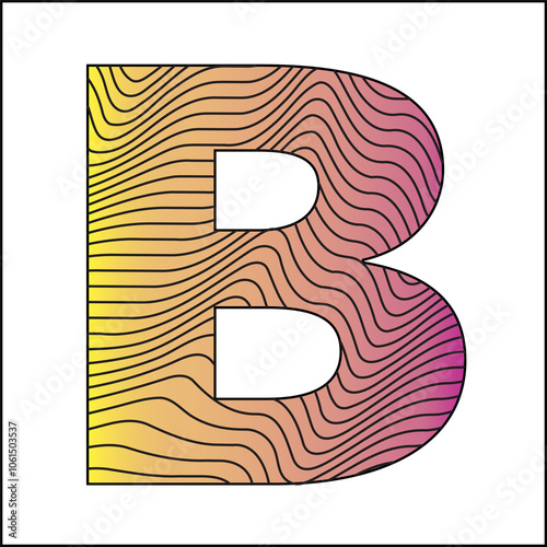 1B Letter B Water Typescript - Wavy warped text - Letter B