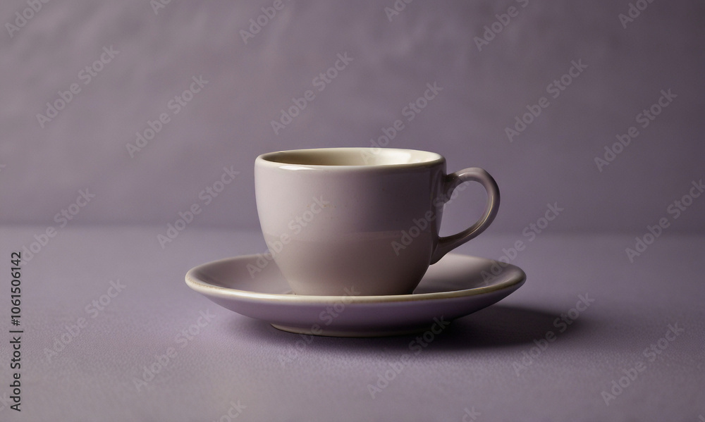 Elegant Gray Tea Cup and Saucer on Soft Background Elegant Gray Tea Cup and Saucer on Soft Background