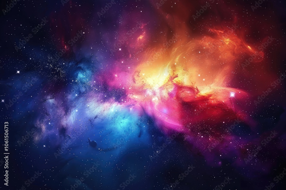 A Cosmic Dance of Nebulae and Stars in a Dark Expanse