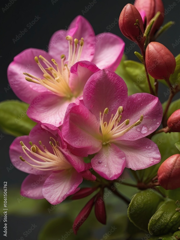 Close-up of vibrant azalea flowers showcasing delicate blooms in nature's beauty. Generative AI Close-up of vibrant azalea flowers showcasing delicate blooms in nature's beauty. Generative AI