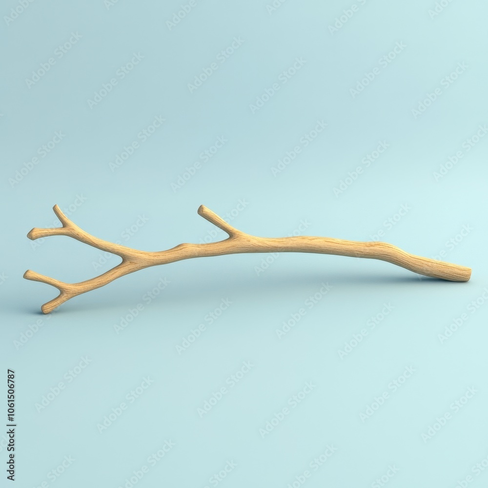 Obraz premium Minimalist Wooden Branch on Pale Blue Background