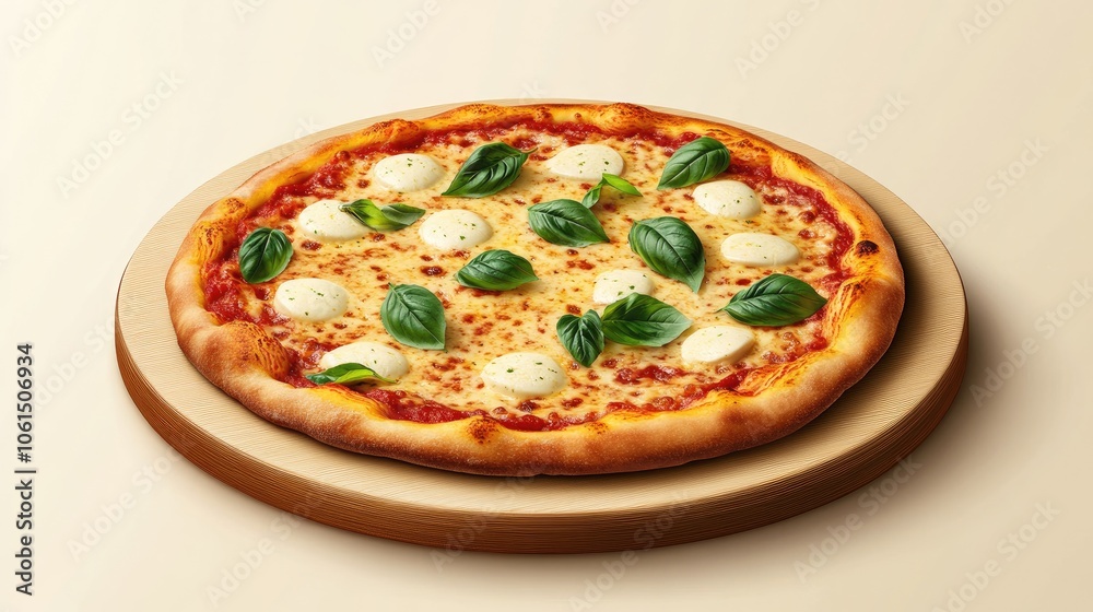 Fresh Italian Pizza with Mozzarella and Basil Fresh Italian Pizza with Mozzarella and Basil