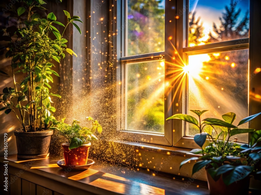 Sunlight Streaming Through Windows: Captivating Macro Photography of Light Patterns, Dust Particles, and Nature's Beauty in Indoor Spaces, Emphasizing Warmth, Serenity, and Natural Light Effects Sunlight Streaming Through Windows: Captivating Macro Photography of Light Patterns, Dust Particles, and Nature's Beauty in Indoor Spaces, Emphasizing Warmth, Serenity, and Natural Light Effects