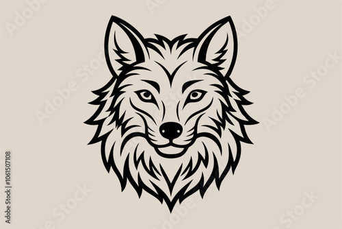 Simple Wolf Head line Art Vector
 photo