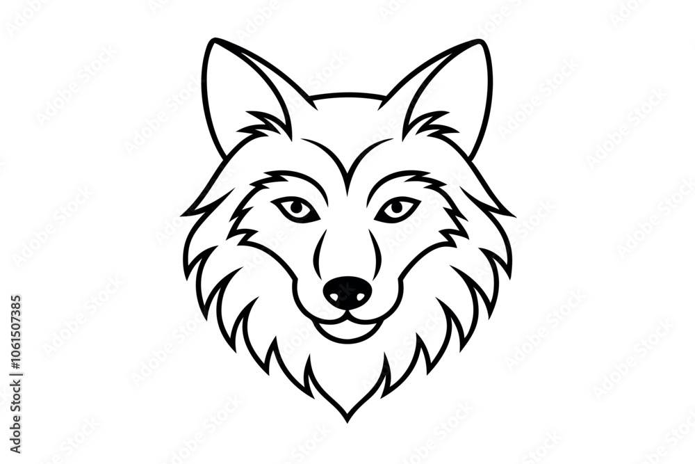 Naklejka premium Simple Wolf Head line Art Vector 