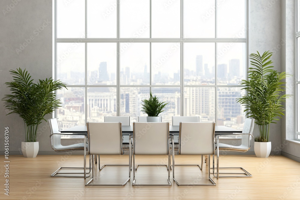 Fototapeta premium Modern Clean Dining Area with Single Table and Chairs