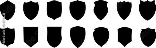 Vintage label set, shield vector silhouettes, badges design set