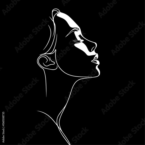 Profile of a young woman in modern minimalist style