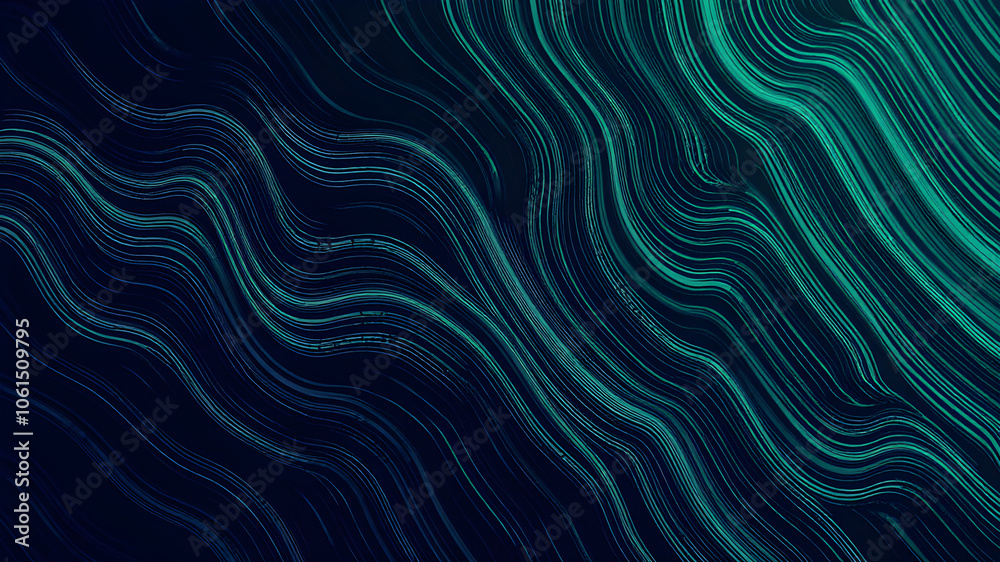 Abstract futuristic green wave with moving dots. Flow of particles with glitch effect. Abstract futuristic green wave with moving dots. Flow of particles with glitch effect.