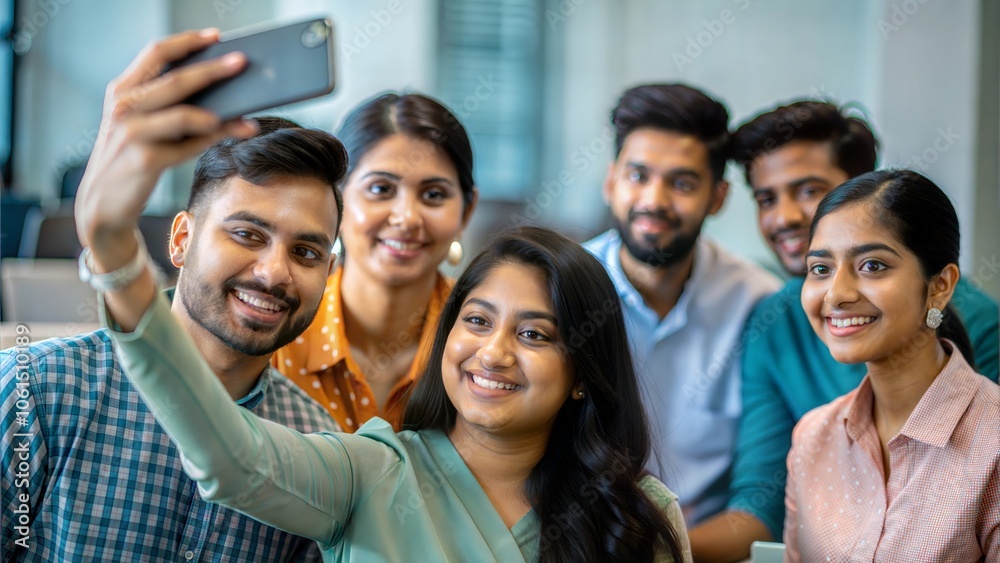 Conference Group Selfie – Indian students taking a selfie together at a seminar.
Conference Group Selfie – Indian students taking a selfie together at a seminar.