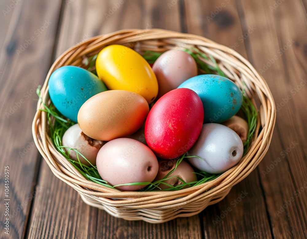 easter eggs in a basket easter eggs in a basket