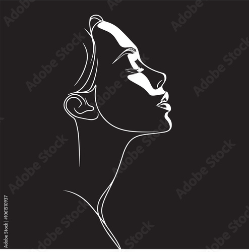 Profile of a young woman in modern minimalist style