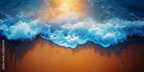 Beach and sea in the blue sky. Beautiful view.