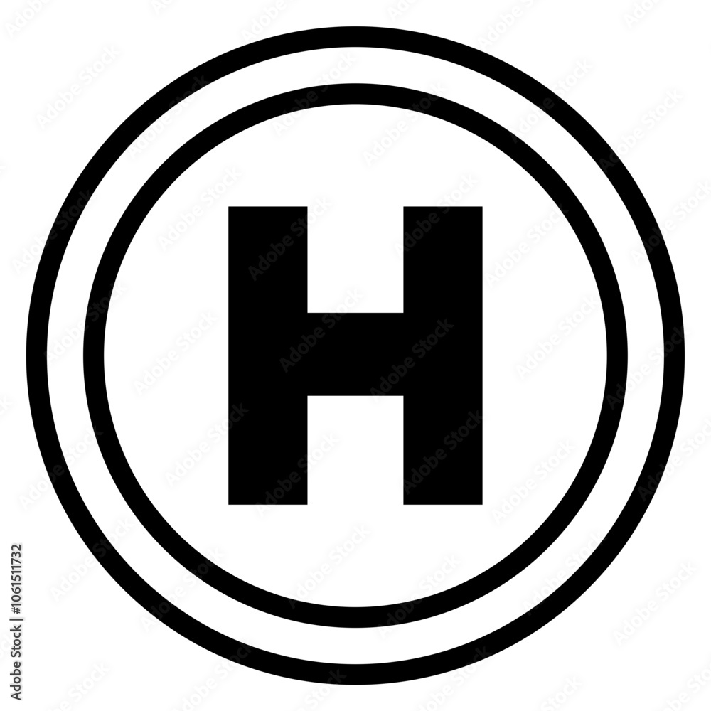 Helipad solid icon. Landing line sign
Helipad solid icon. Landing line sign
