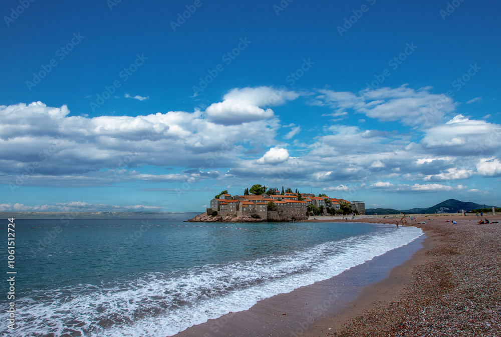 Fototapeta premium Sveti Stefan island in the Budva riviera, Montenegro