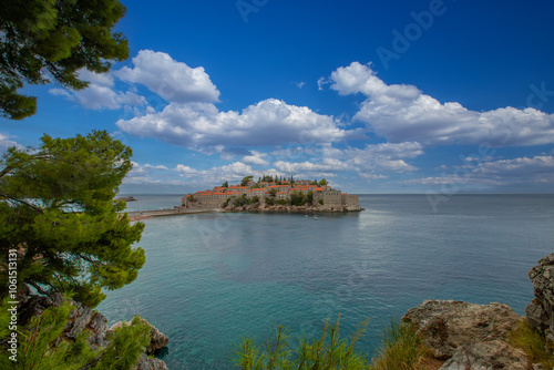 Obraz na płótnie Sveti Stefan island in the Budva riviera, Montenegro w salonie