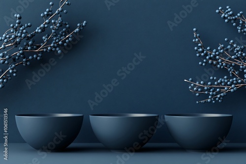 Tranquil Navy Blue Setting with Minimalist Bowls