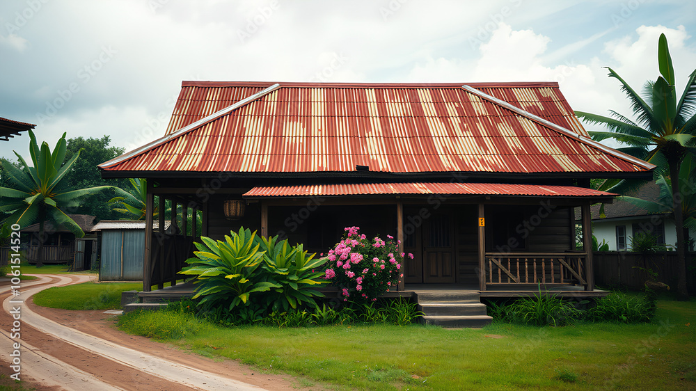 AI image generate a picture of a traditional Malay house AI image generate a picture of a traditional Malay house