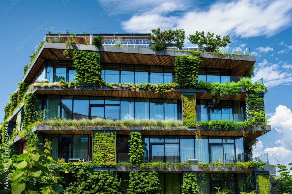 A contemporary office building showcasing sustainable architecture A contemporary office building showcasing sustainable architecture