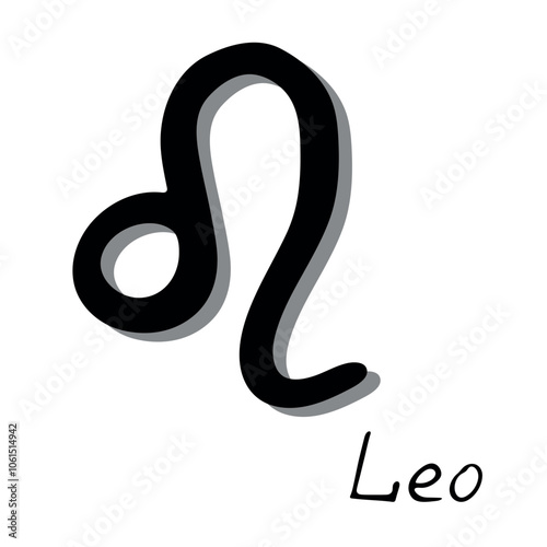 Hand drawn leo zodiac sign Esoteric symbol doodle Astrology clipart Element for design