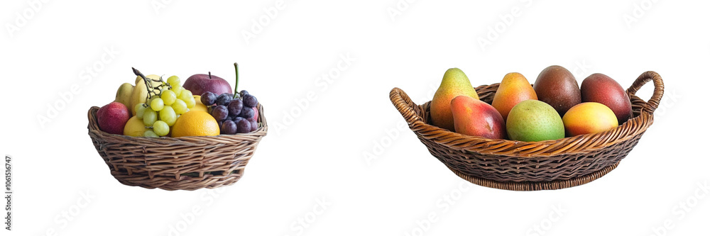 et of A Fruit basket with a mix of fruits, isolated on a transparent background cutout, PNG file et of A Fruit basket with a mix of fruits, isolated on a transparent background cutout, PNG file