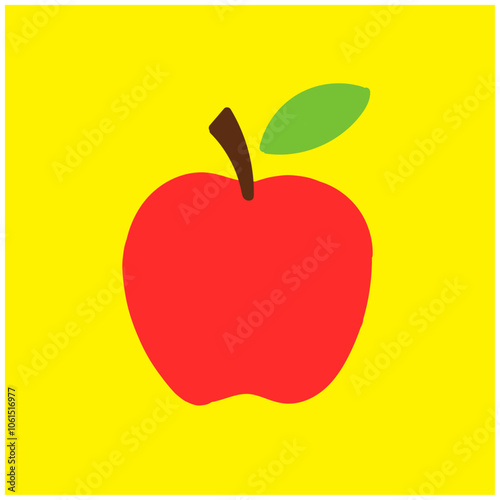 Simple minimalist apple illustration, minimalist apple fruit icon