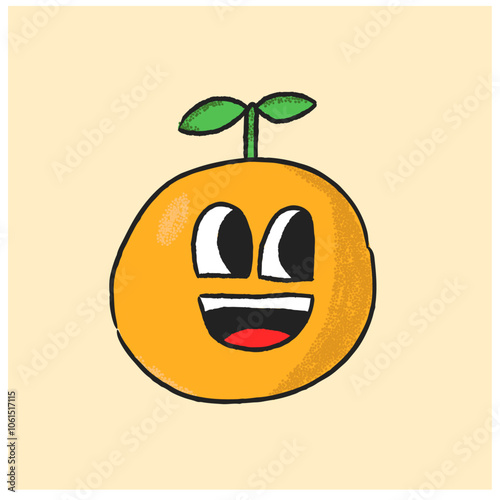 Hand drawn orange character design. cute hand drawn orange fruit character illustration